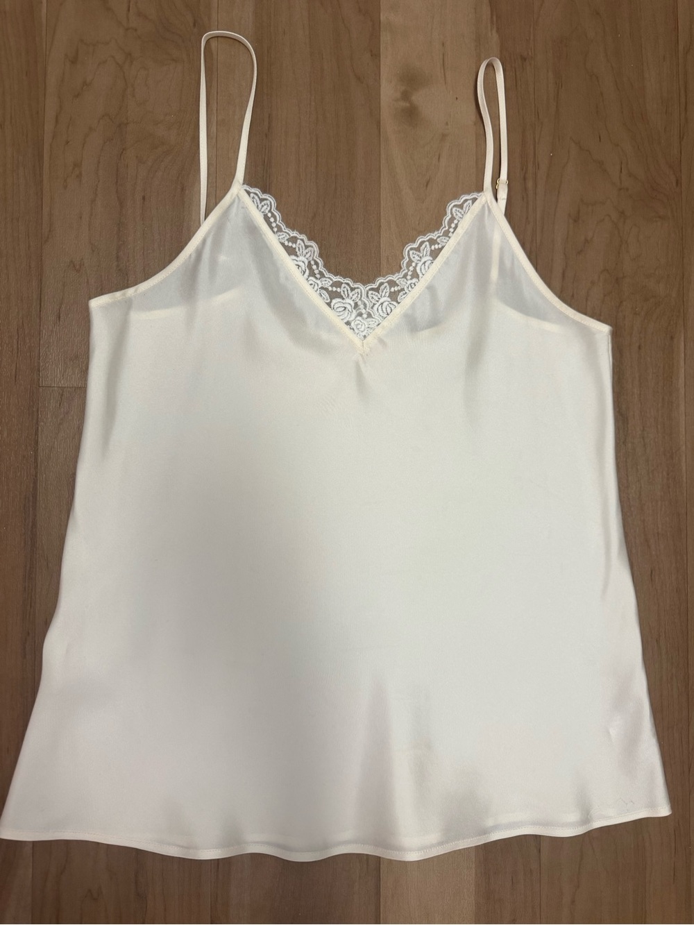 Tory Burch Cream Satin Lace-Trim Camisole